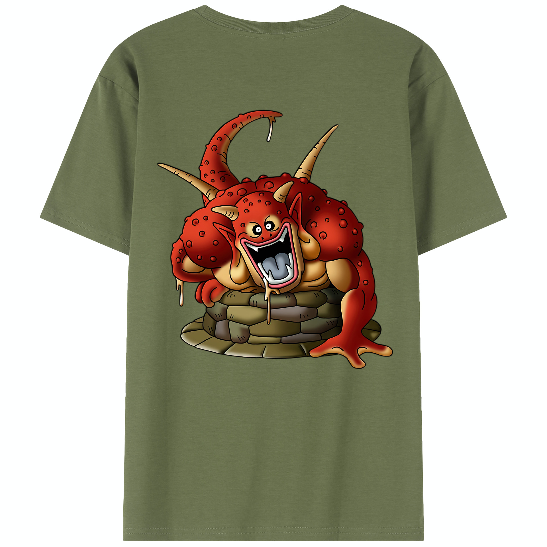 （画像用） ドラゴンクエスト Doragon Kuesuto Dragon Quest 綿100％半袖Tシャツ（背面プリント）